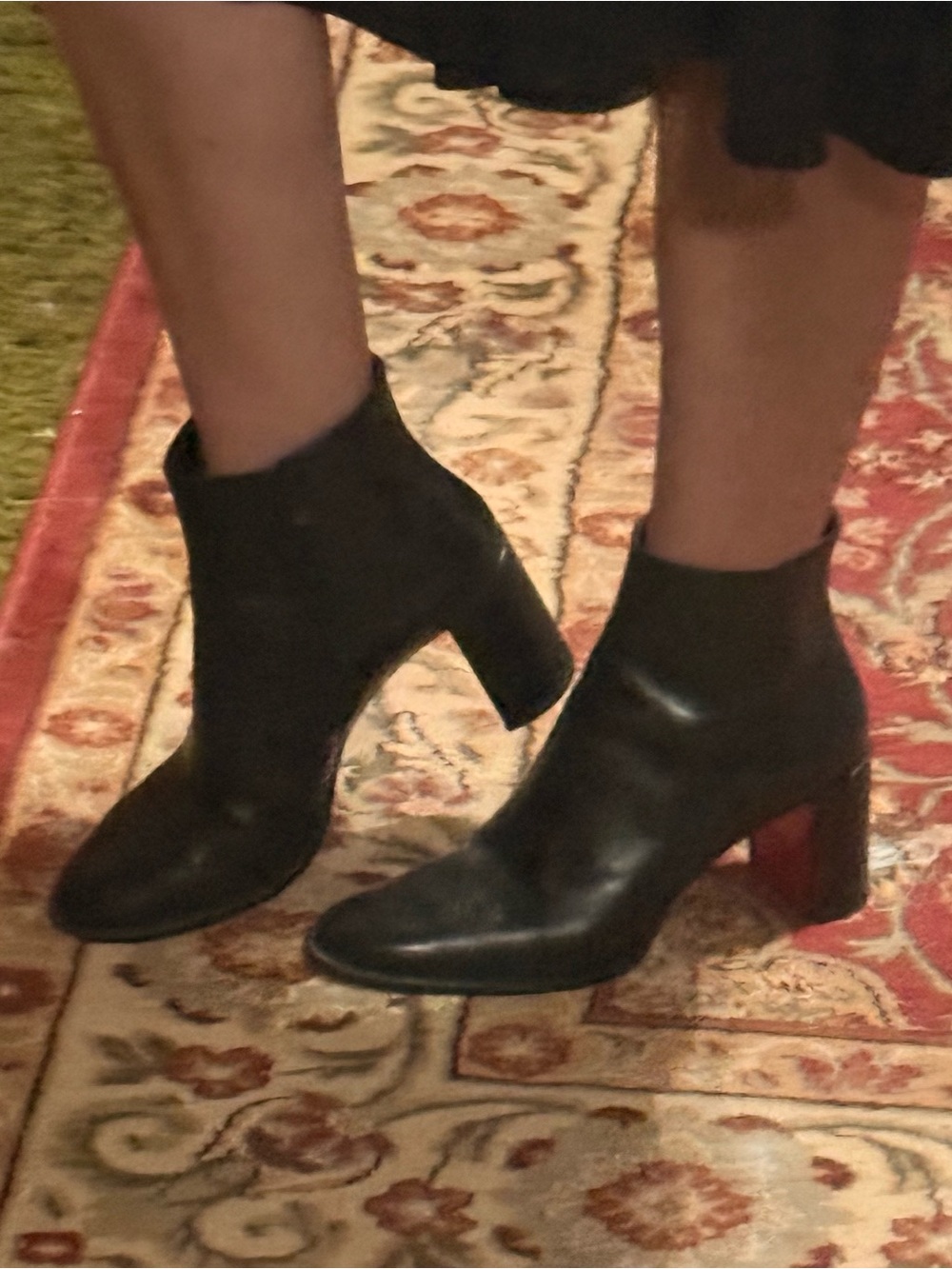 Black Leather Louboutin Adoxa 70 Ankle Boots.